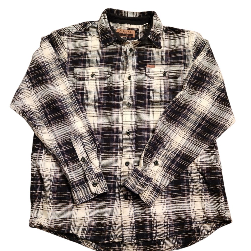 ORVIS Mens Size Medium Flannel Chore Shirt Jacket Shacket 90s Vintage Plaid